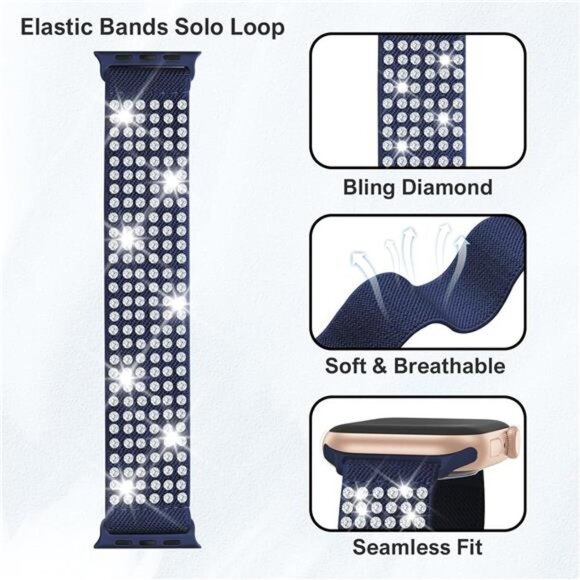 NEW Blue Diamond Apple Watch Band - Picture 2 of 5